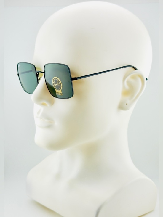 Ray-Ban Women’s Square Sunglasses RB1971 Polished Black Metal Frame Green Lenses main image 7